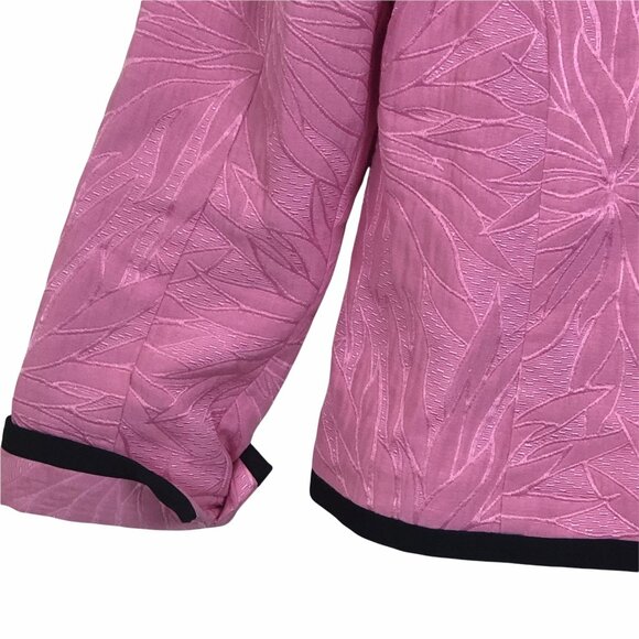 Samuel Dong Womens Cocktail Jacket Sz Medium Full Zip Quilted Detail Pink Black - Picture 5 of 10